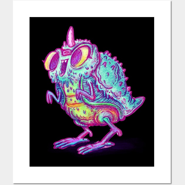 Kaiju Bird Chick Monster Wall Art by natebear